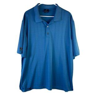Cleveland Classic Mens Blue Windowpane Texture Polo Golf Casual Shirt SIze XL/TG